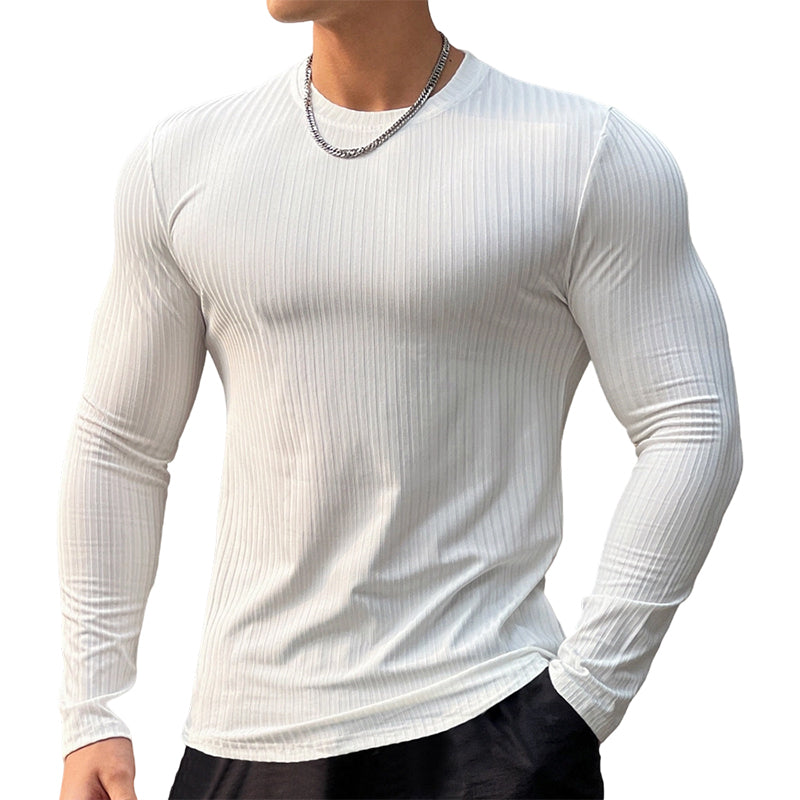 😍Geribbelde getailleerde T-shirt met lange mouwen voor heren