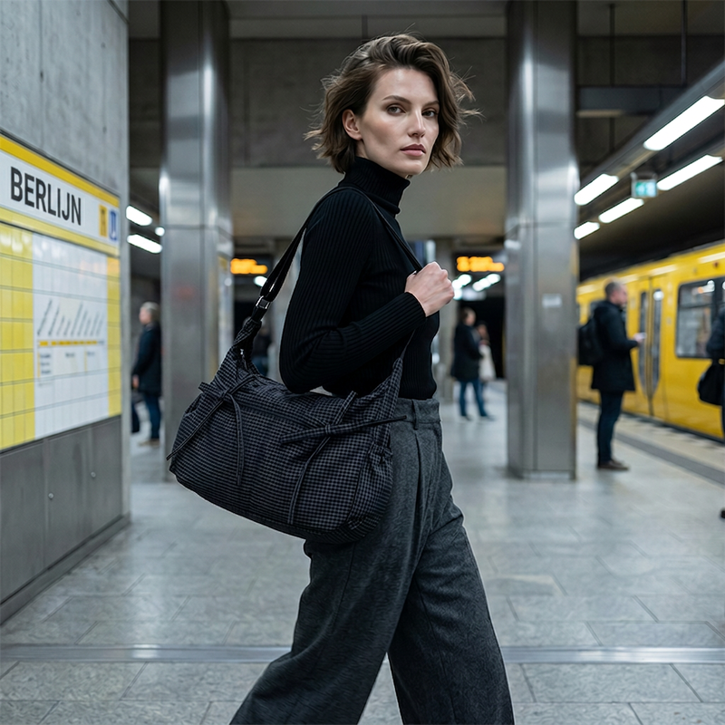 😍Casual Geruite Slouchy Schoudertas