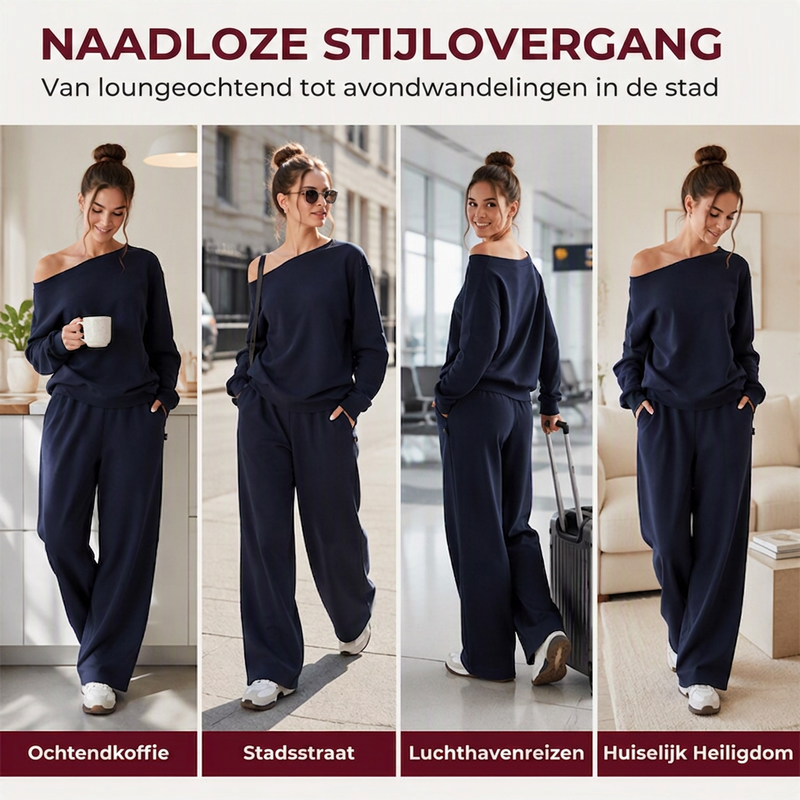 🔥Gratis verzending✈️Dames 2-Delige Trainingspak Set met Sweatshirt & Joggingbroek 👚 Zachte Comfort, Relaxte Pasvorm & Trendy Casual Look