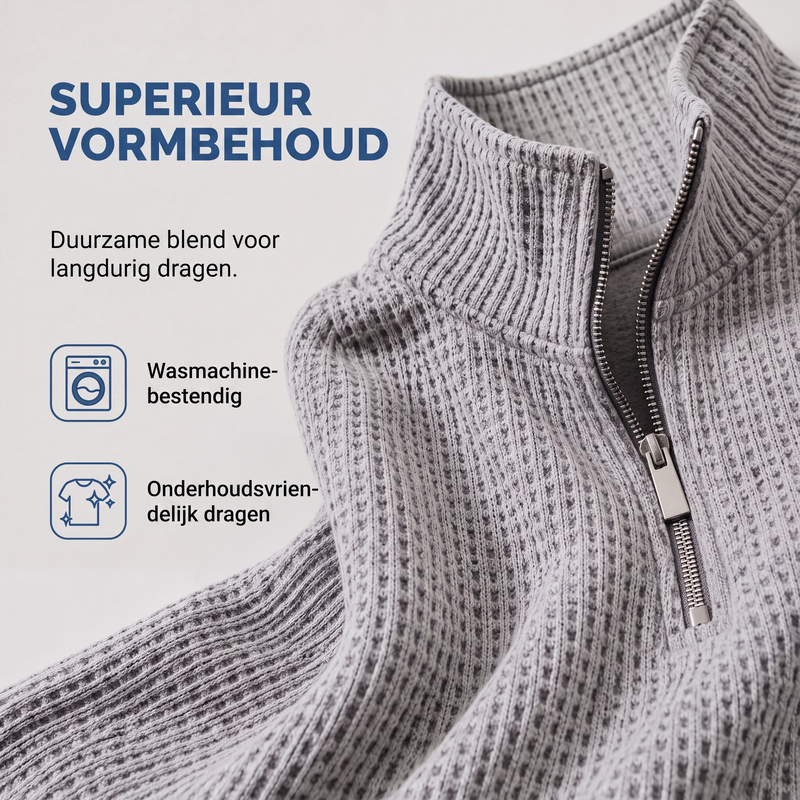 😍✨Heren relaxed sweatshirt met halve rits en wafelstructuur