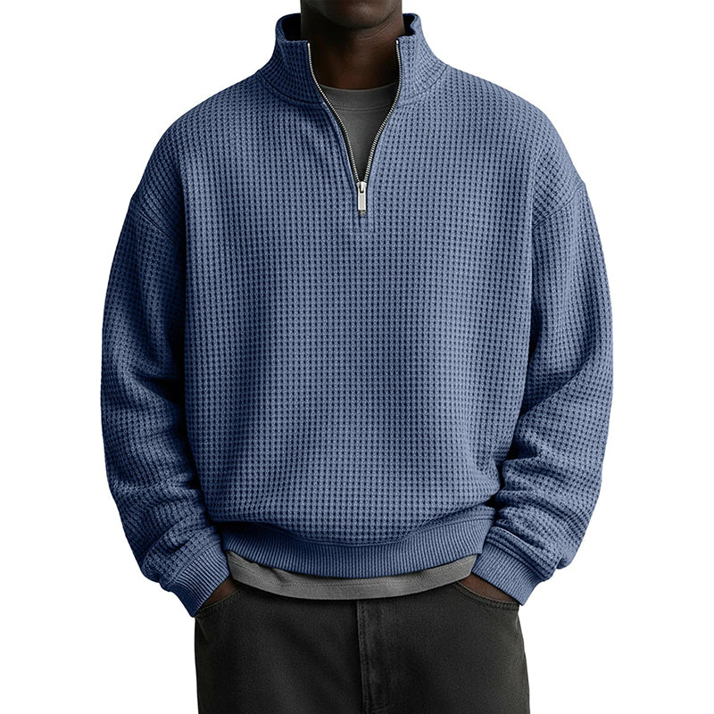 😍✨Heren relaxed sweatshirt met halve rits en wafelstructuur