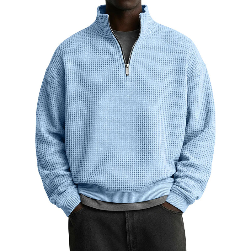 😍✨Heren relaxed sweatshirt met halve rits en wafelstructuur