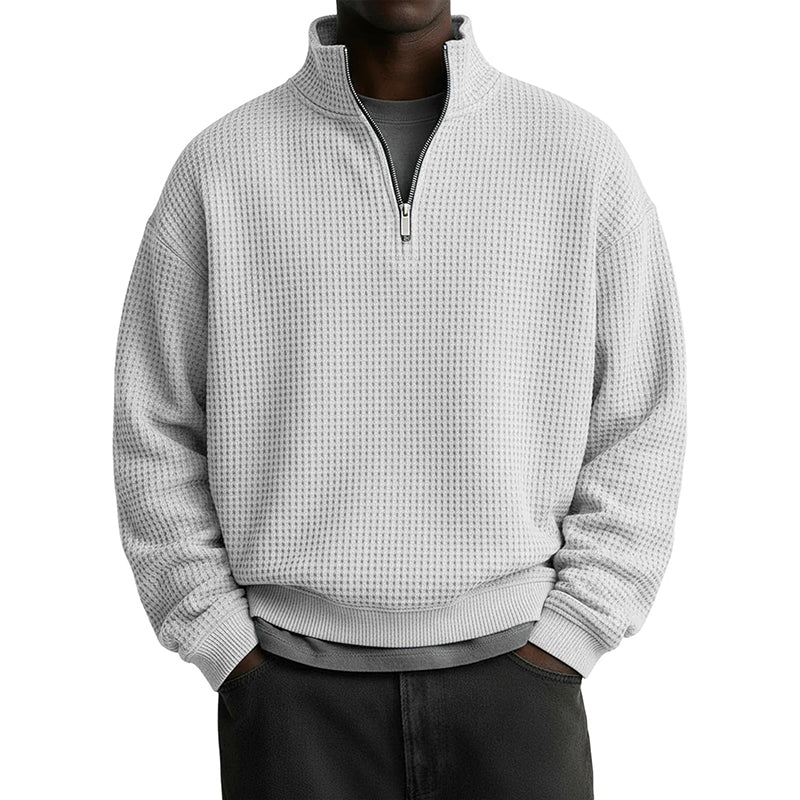 😍✨Heren relaxed sweatshirt met halve rits en wafelstructuur