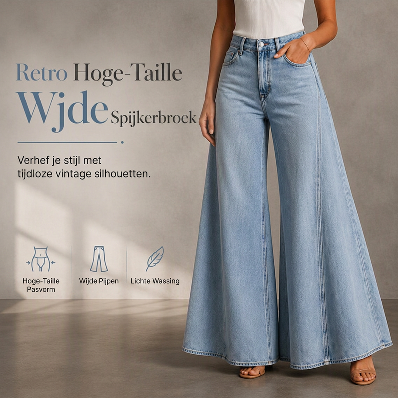 🔥Gratis verzending✈️Casual high waist wide leg jeans voor dames