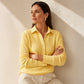 Geribd gebreid T-shirt met lange mouwen voor dames, losvallend model