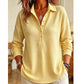 Geribd gebreid T-shirt met lange mouwen voor dames, losvallend model