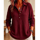 Geribd gebreid T-shirt met lange mouwen voor dames, losvallend model