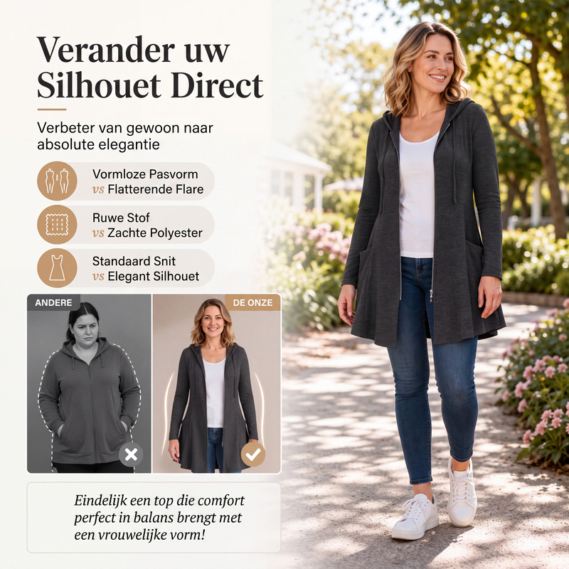 😍Dames jack met capuchon en ritssluiting, halflang