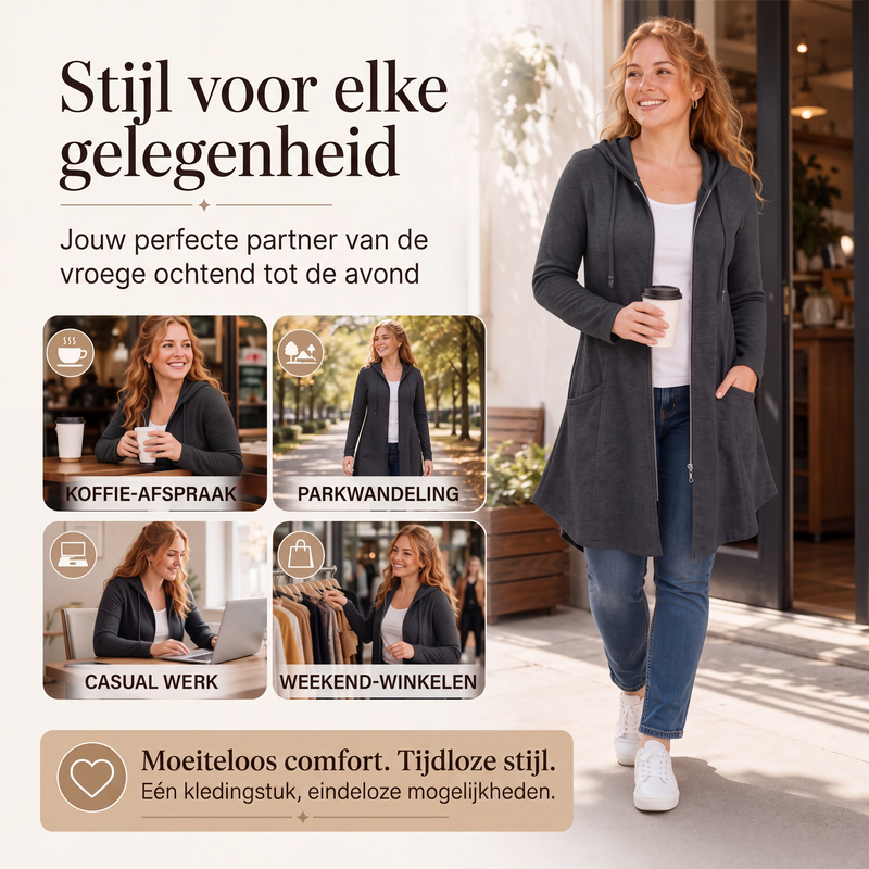 😍Dames jack met capuchon en ritssluiting, halflang