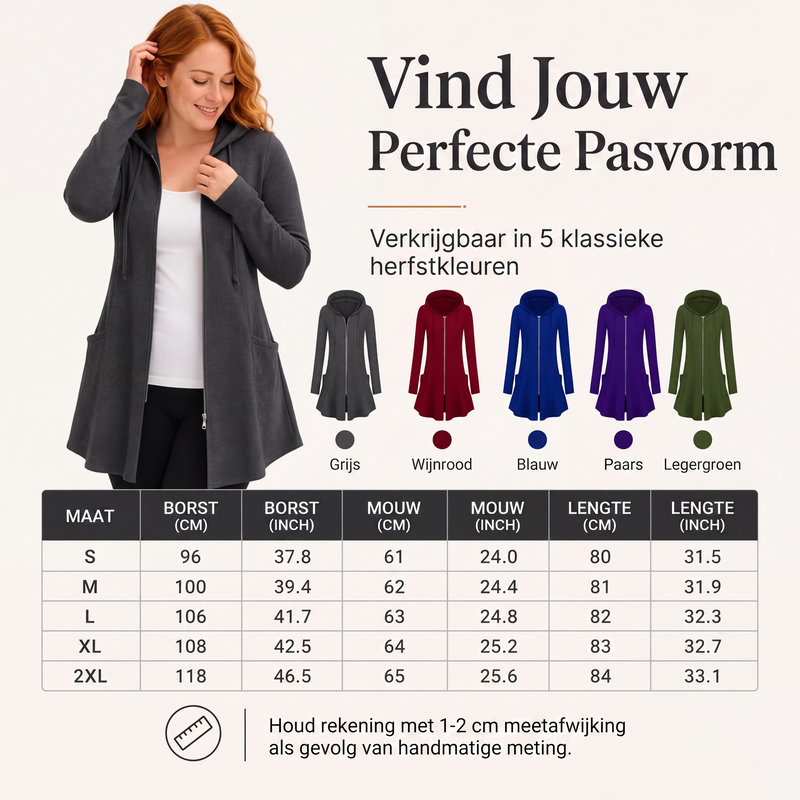 😍Dames jack met capuchon en ritssluiting, halflang