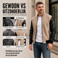 Herenwafeljack met mouwen van PU-leer