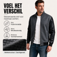Herenwafeljack met mouwen van PU-leer