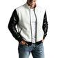 Herenwafeljack met mouwen van PU-leer