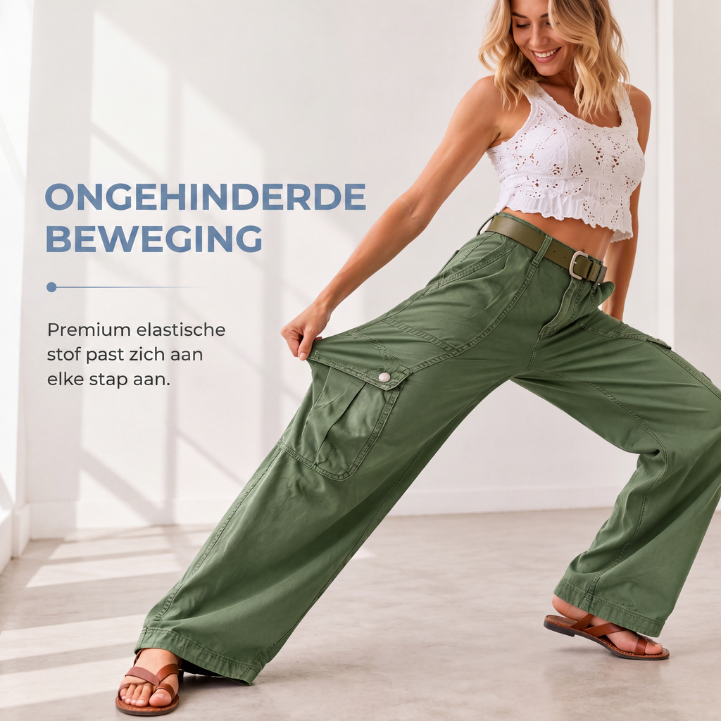 🔥Gratis verzending✈️Wijde, elastische cargobroeken voor dames