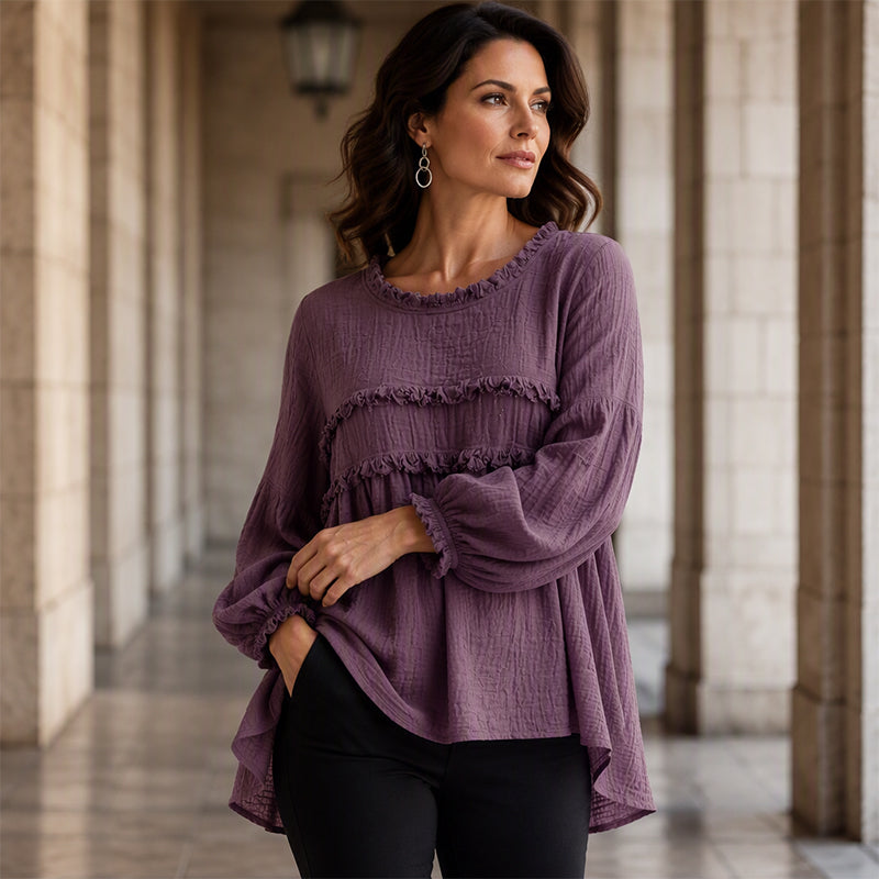 😍Dames losvallende top met franjes