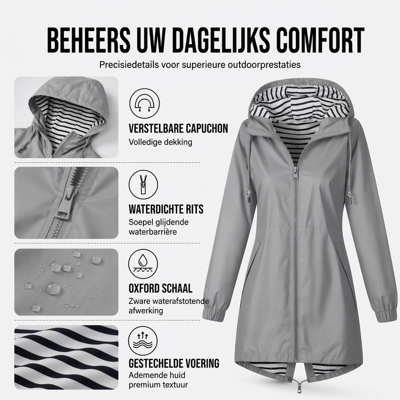 🌧️ Outdoor Favoriet ✨ Dames Waterdichte Jas met Capuchon – Bescherming tegen Regen & Comfortabele Pasvorm 🧥