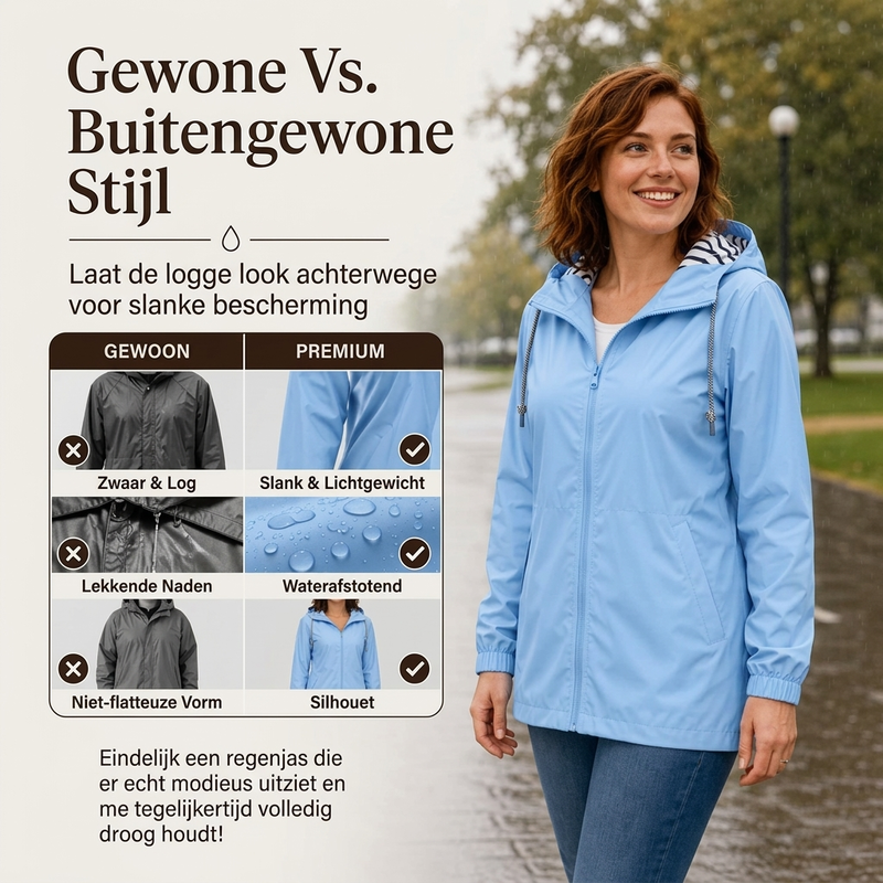 🌧️ Outdoor Favoriet ✨ Dames Waterdichte Jas met Capuchon – Bescherming tegen Regen & Comfortabele Pasvorm 🧥