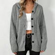😍Dames effen kleur gebreid vest met capuchon en trekkoord