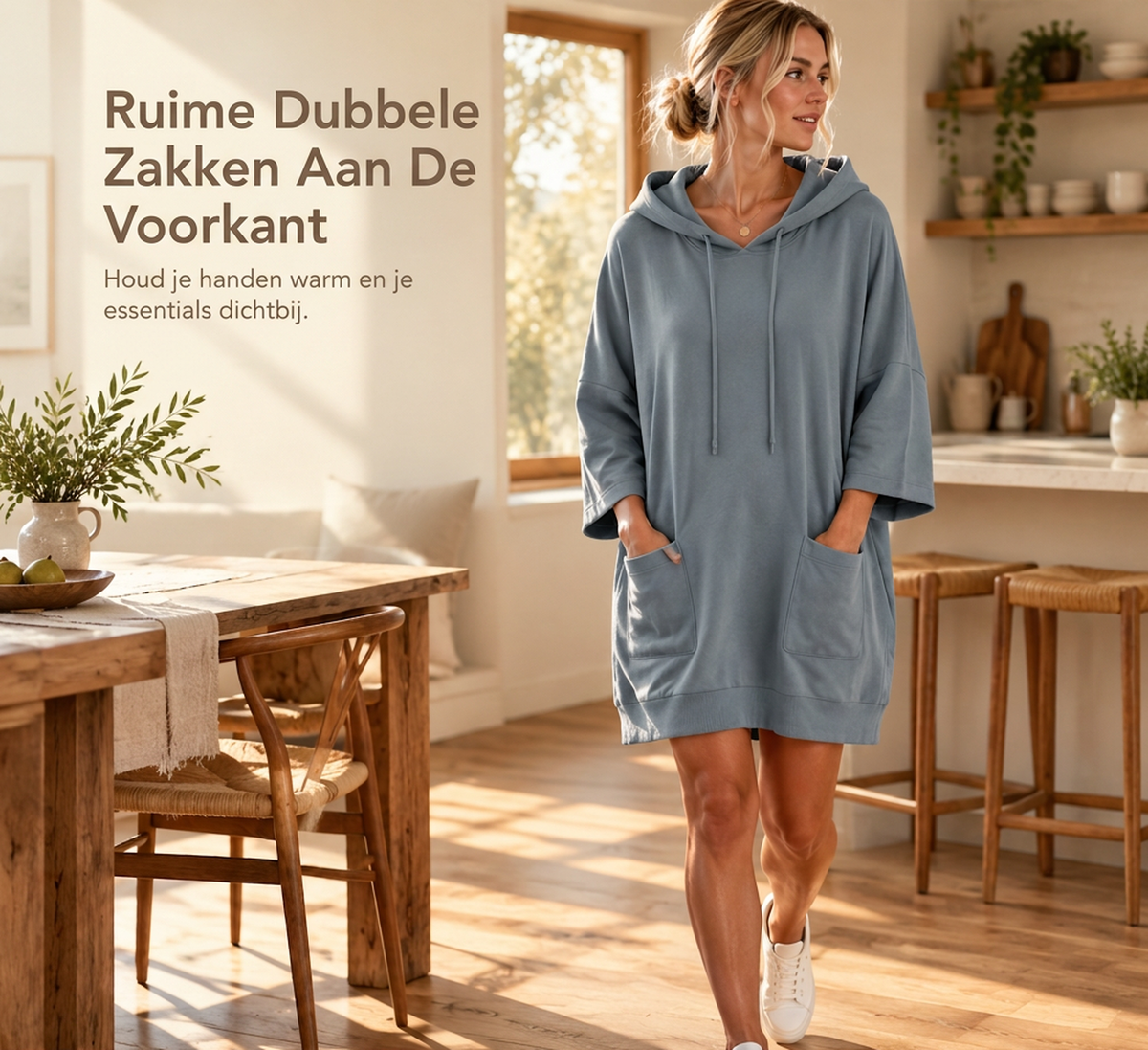 😍Casual effen capuchontrui voor dames