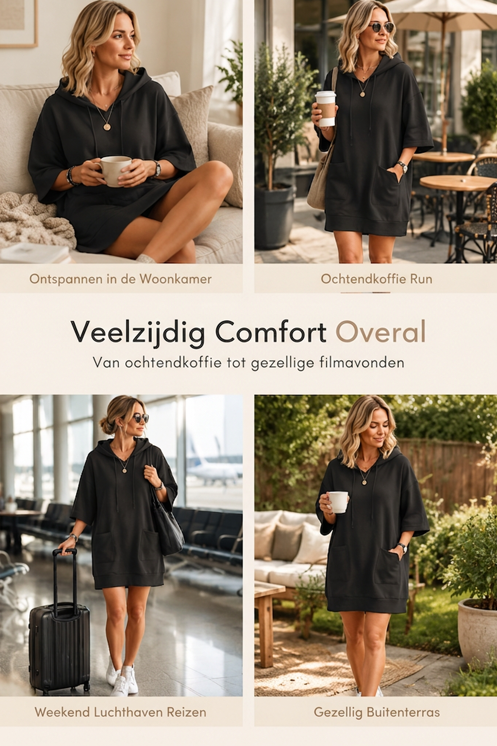 😍Casual effen capuchontrui voor dames