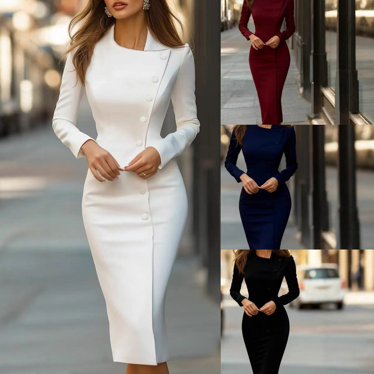 😍Elegante asymmetrische eenrijig geknoopte jurk voor dames