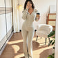 😍Dames Geribbelde Jack met Capuchon en Ritssluiting & Flared Broek Set