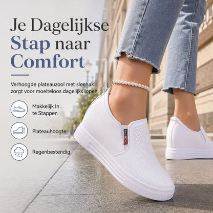 😍Zachte leren instapschoenen voor dames met verborgen hoogteverhoging, platte antislipzool
