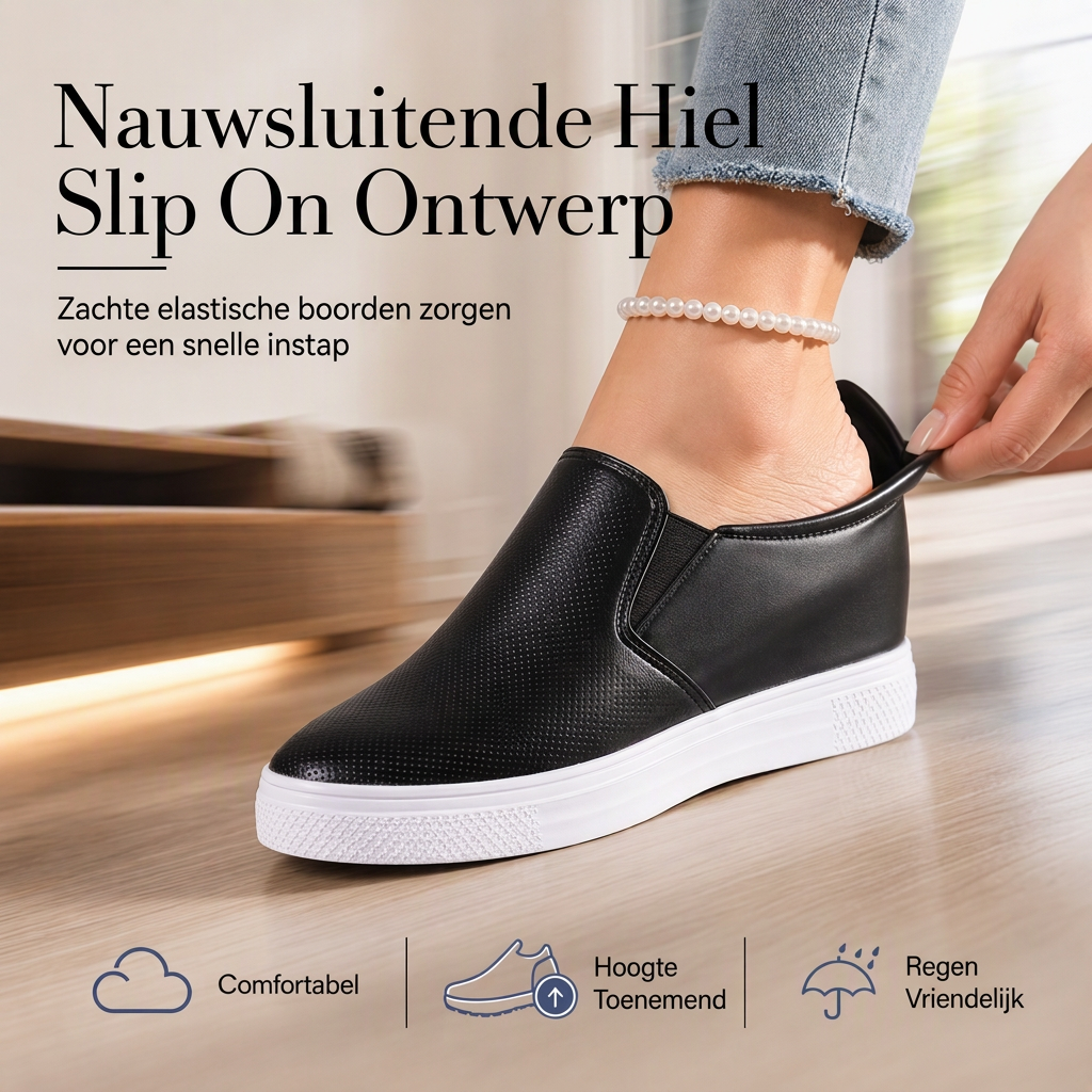 😍Zachte leren instapschoenen voor dames met verborgen hoogteverhoging, platte antislipzool