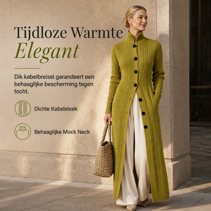 🔥Gratis verzending✈️Dames Lang Vest Duster Trui Jas met Kabelpatroon en Colkraag