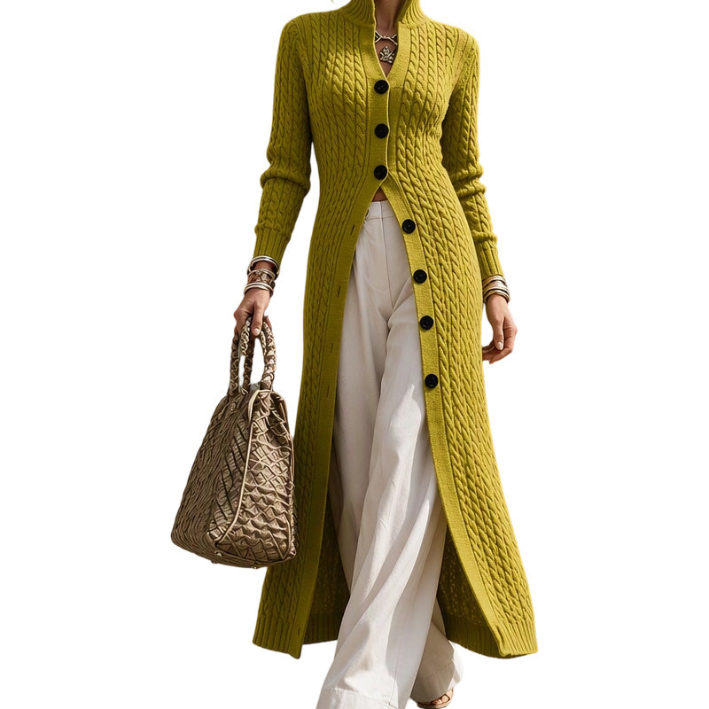 🔥Gratis verzending✈️Dames Lang Vest Duster Trui Jas met Kabelpatroon en Colkraag