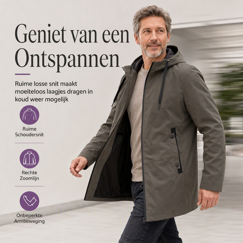 🔥Gratis verzending✈️Heren windjack met capuchon, slim fit