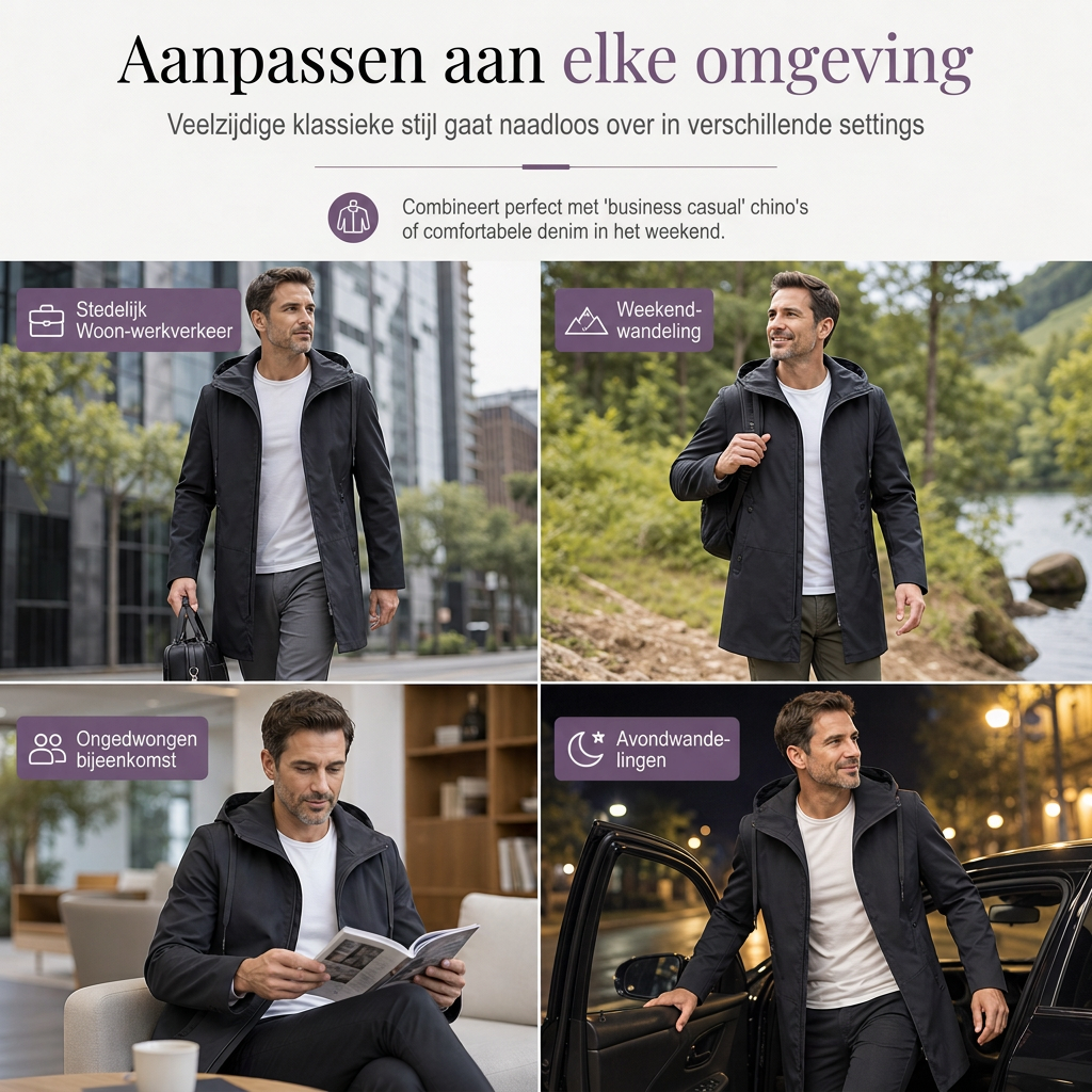 🔥Gratis verzending✈️Heren windjack met capuchon, slim fit