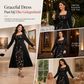 🔥Gratis verzending✈️🖤 Zwarte Dames Maxi-Jurk met Vierkante Hals – Lange Mouwen, Veter Korset Taille & Geborduurde Bloemen Mesh Details ✨