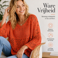 🧶 Dames Gebreide Trui met Gehaakte Opengewerkte Patronen – Elegante Casual Sweater met Zachte Pasvorm & Unieke Details ✨