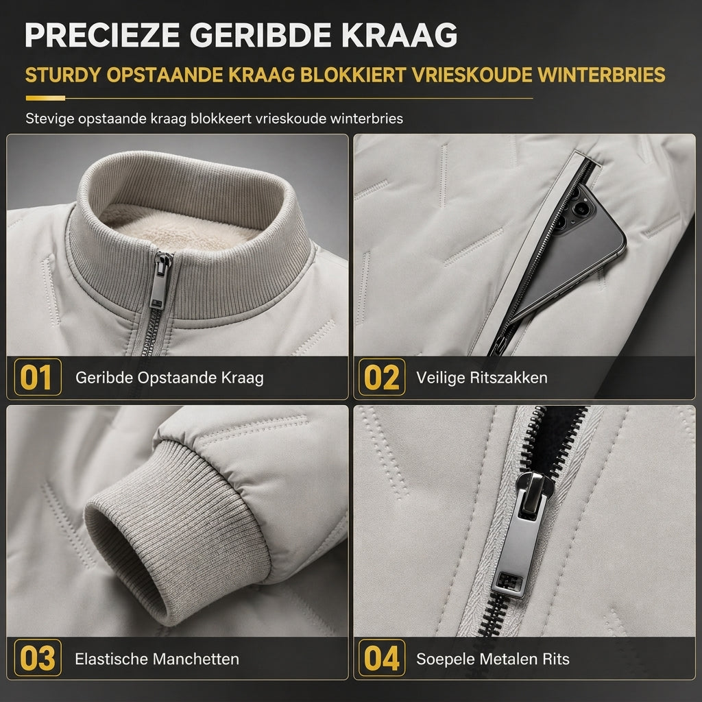 🧥 Heren Winterjas met Fleecevoering & Gewatteerde Vulling – Warme Jas met Comfortabele Pasvorm en Bescherming tegen Koude Dagen ✨