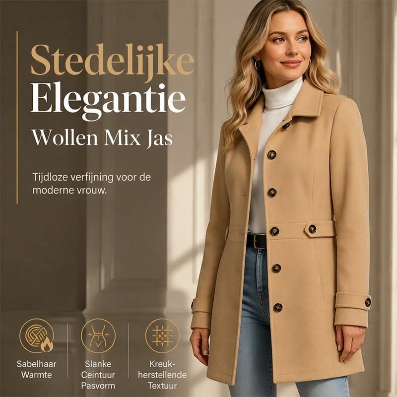🔥Gratis verzending✈️🧥 Elegante Getailleerde Damesjas met Enkele Knopenrij – Klassieke Jas met Slanke Pasvorm & Tijdloze Stijl ✨