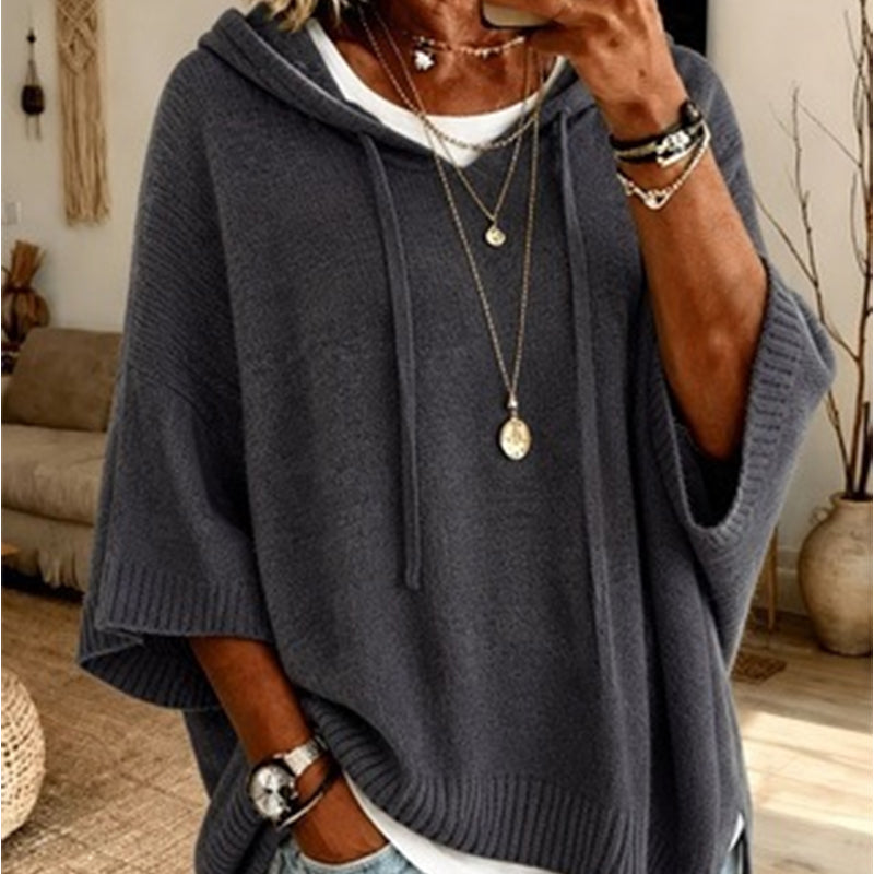 🧶 Dames Gebreide Pullover met Capuchon en Trekkoord – Casual Hoodie Trui met Zachte Pasvorm & Warme Comfortstijl ✨