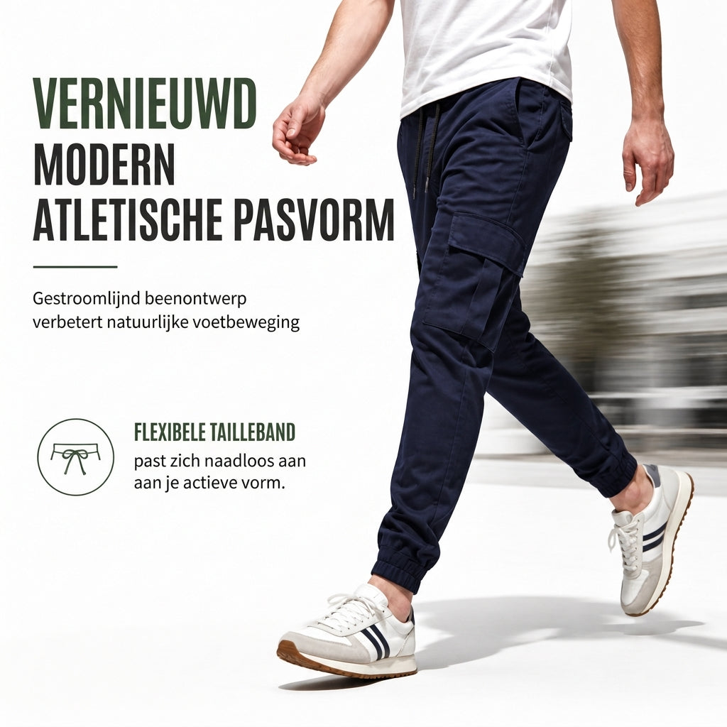 🔥 50% KORTING – Casual Cargobroek voor Heren met Meerdere Zakken & Trekkoord, Comfortabele Utility Broek met Moderne Pasvorm ✨