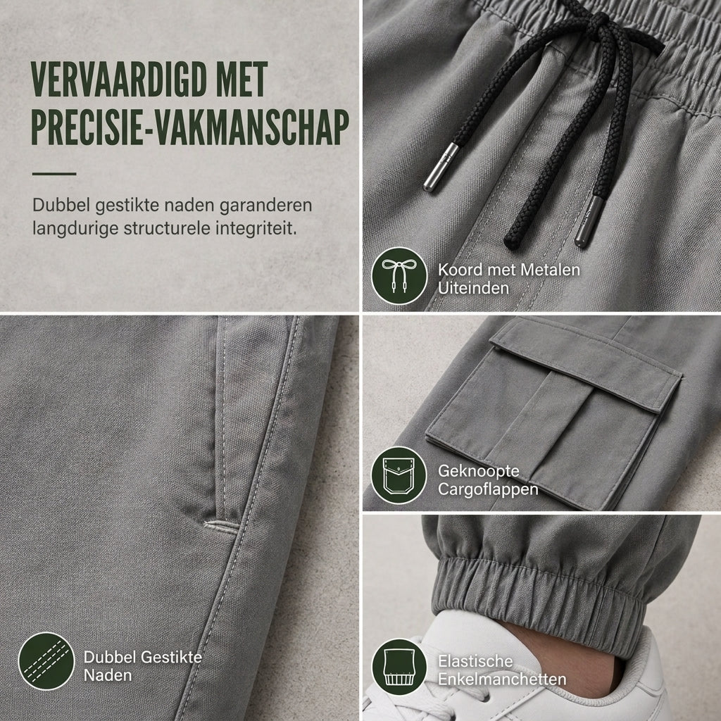 🔥 50% KORTING – Casual Cargobroek voor Heren met Meerdere Zakken & Trekkoord, Comfortabele Utility Broek met Moderne Pasvorm ✨