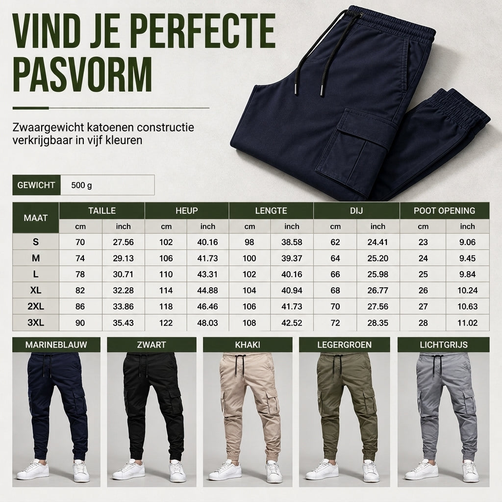 🔥 50% KORTING – Casual Cargobroek voor Heren met Meerdere Zakken & Trekkoord, Comfortabele Utility Broek met Moderne Pasvorm ✨