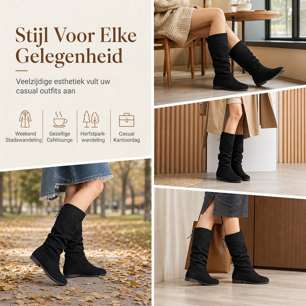 🔥Gratis verzending✈️Lace-up slouchy-laarzen voor dames, kuitlengte