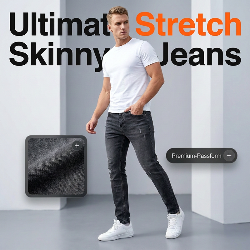 👖Gescheurde stretch-skinny-jeans voor heren