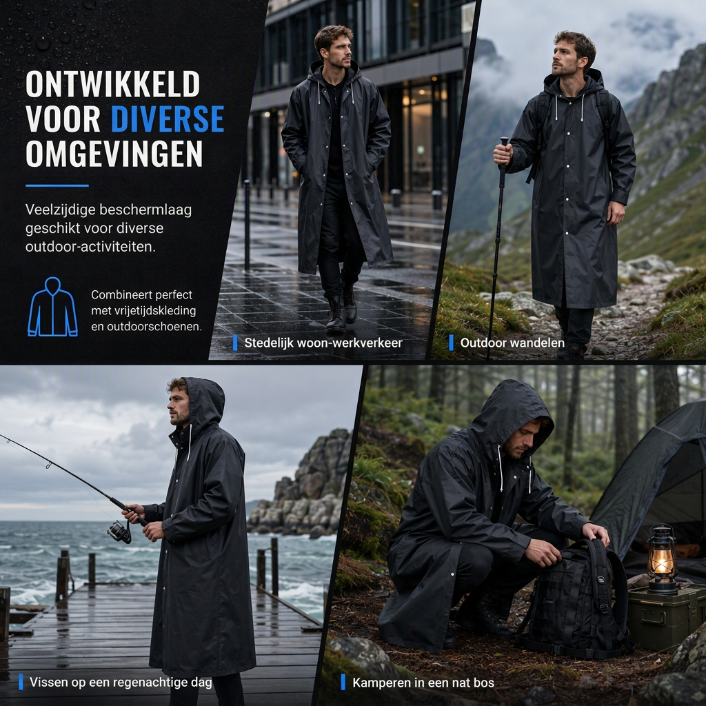 🌧️Lange EVA-regenjasponcho met capuchon
