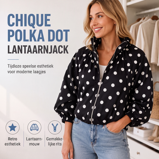 😍Casual jack met stippen en rits voor dames