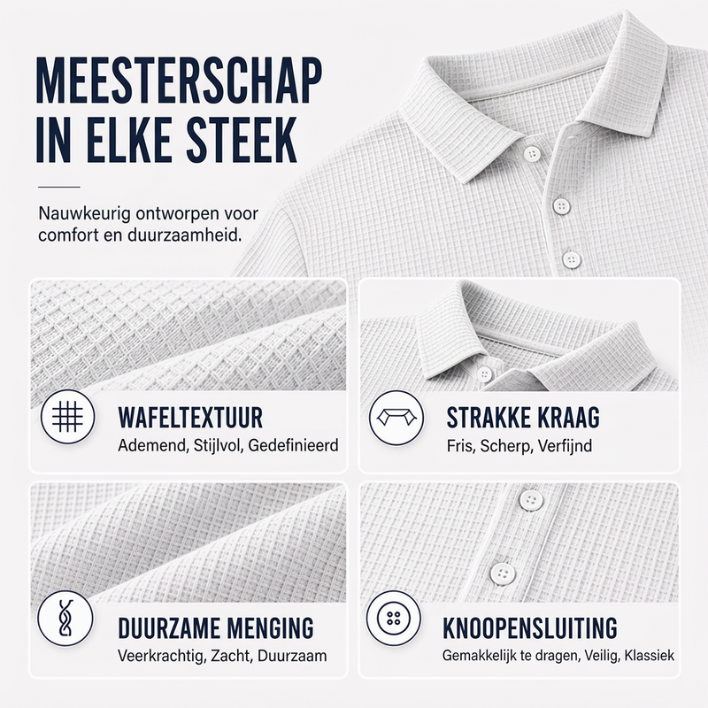 🆕 Nieuw & Trendy – Heren wafelgebreid overhemd met lange mouwen 👔 Klassieke kraag, comfortabele textuur & veelzijdige casual stijl ✨