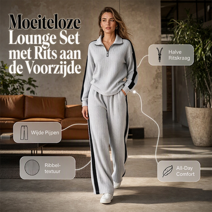 🔥Gratis verzending✈️Dames Casual Sweatshirt & Wijde Pijpenbroek Set – Comfortabele 2-Delige Outfit voor Thuis & Onderweg 👚