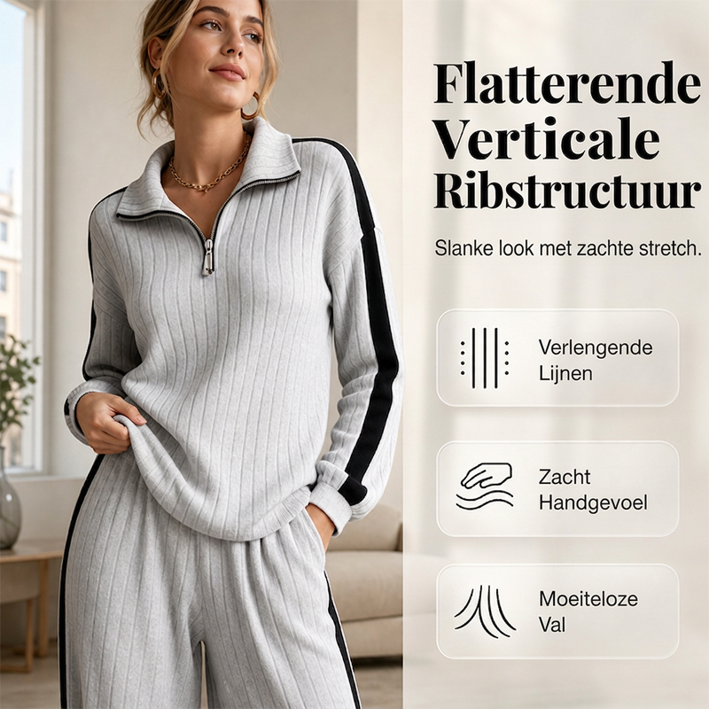 🔥Gratis verzending✈️Dames Casual Sweatshirt & Wijde Pijpenbroek Set – Comfortabele 2-Delige Outfit voor Thuis & Onderweg 👚