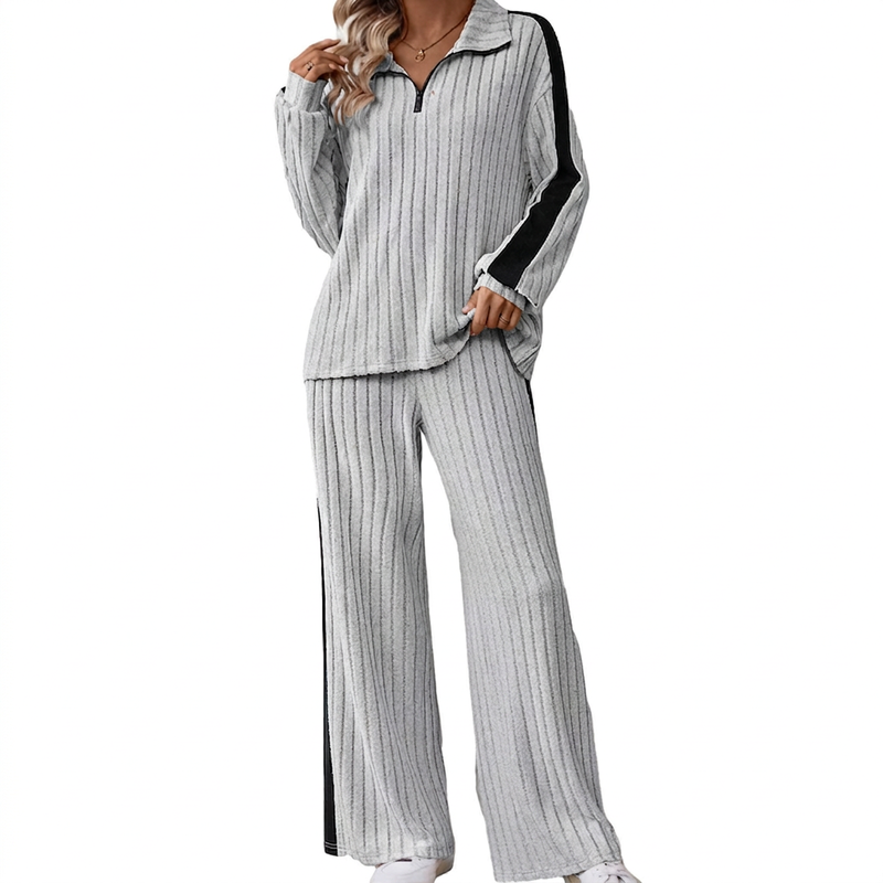🔥Gratis verzending✈️Dames Casual Sweatshirt & Wijde Pijpenbroek Set – Comfortabele 2-Delige Outfit voor Thuis & Onderweg 👚