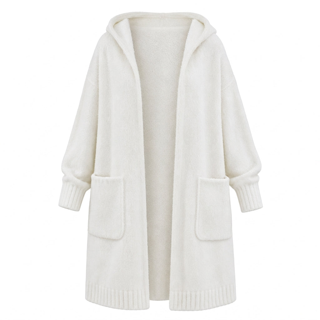 🌸 Nieuwe Collectie – Lange gebreide damescardigan met capuchon 🧶 Zachte warmte, relaxed fit & stijlvolle laag voor het najaar ✨