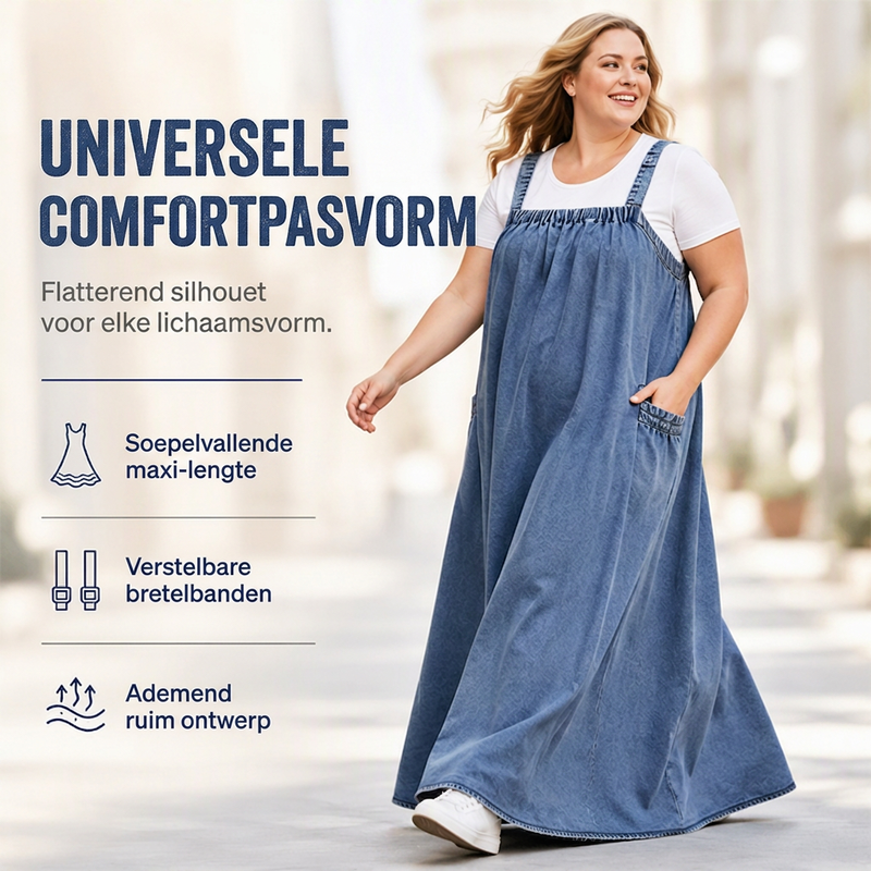 🔥Gratis verzending✈️ Dames Denim Maxi-Jurk met Bretels – Oversized Pasvorm voor een Casual & Trendy Stijl 👗